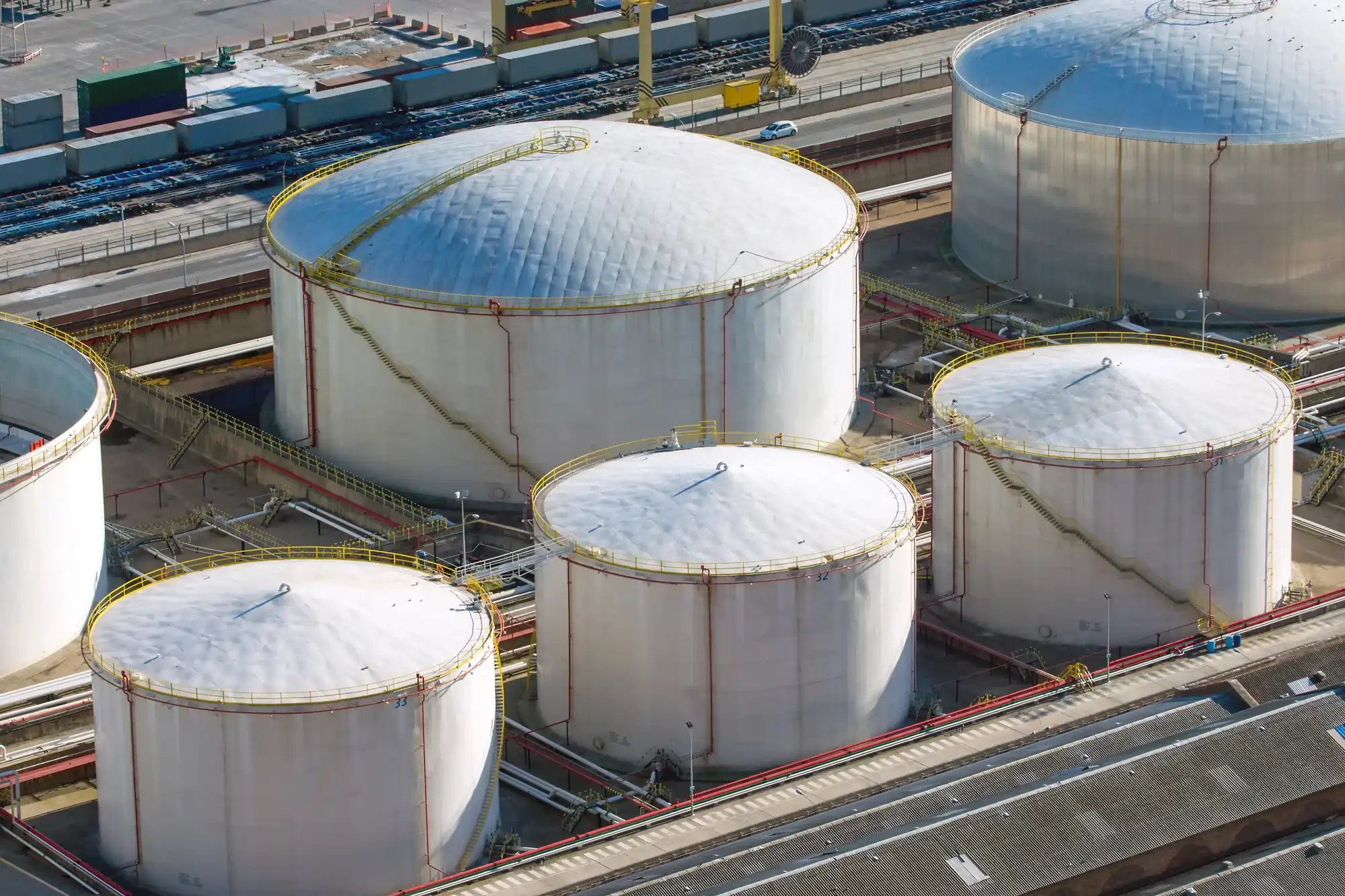 Industrial storage tanks and connected terminal infrastructure